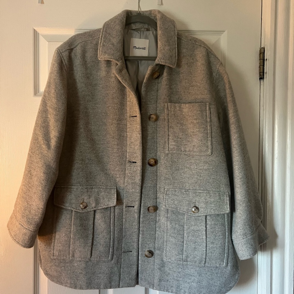 Madewell Light Gray Wool Shirt Jacket